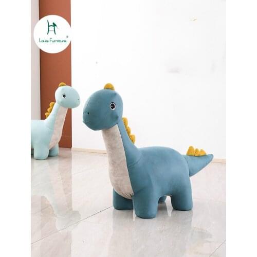 Louis Fashi Dinosaur Shaped Animal Stool Household Childrens Kindergarten Creative Cartoon Stool Solid Wood Shoe Changing Stool