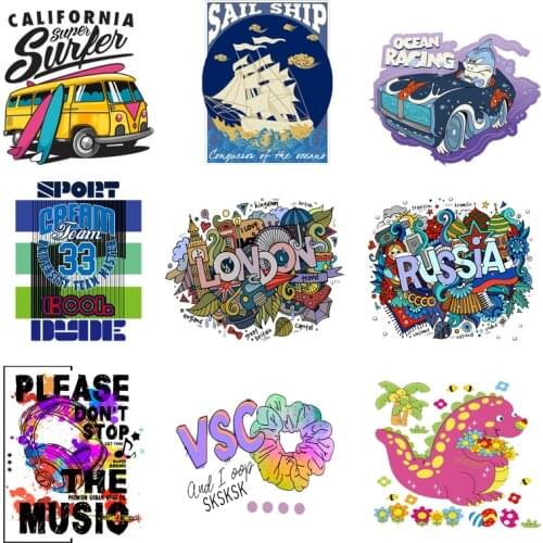 Iron-on Transfers for Clothing Patches for Clothes Letters Stickers Diy Fashion Patch Fusible Transfer Vinyl Adhesive Stripe A