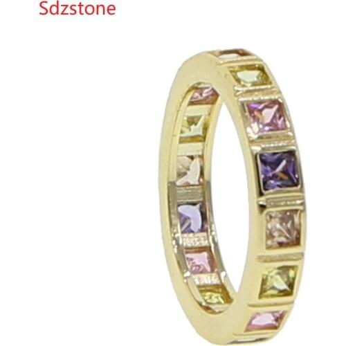 Thin Square Zirconia Gold Stacking Knuckle Ring Small Finger MIDI Finger Ring Simple Design Fashion Jewelry Rings For Women