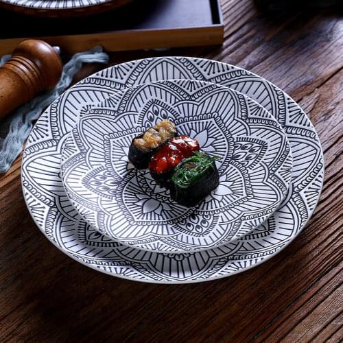 Japanese Ceramic Plate Sushi Plate Fruit Plate Creative Household Tableware High-end Western Steak Plate Simple Plate