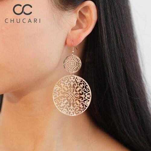 CHUCARI Fashion Women Bohemian Style Gold Starfish Conch Cowary Shell Big Circle Drop Earrings High Quality Shell Dangle Earring