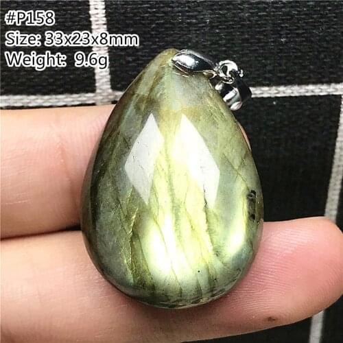 100% Natural Yellow Blue Labradorite Pendant Jewelry For Women Lady Man Beads Silver Crystal Water Drop Moonstone Gemstone AAAAA