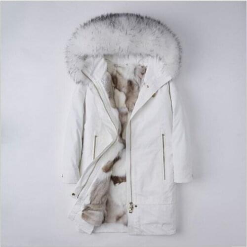 2020 new Real Fox Fur Coat Women fashion Winter Fox Fur Lining Coat Raccoon Fur Hoodie Cotton longt Jacket