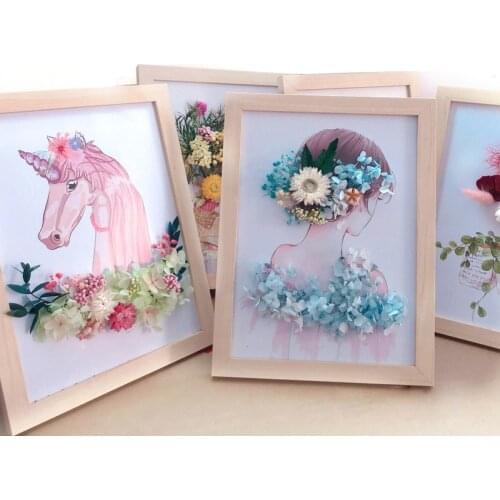 3D Dried Flowers Photo Frame Handmade Wooden DIY Wedding Wall Decoration Picture Frames Home Office Desktop Decorative Crafts