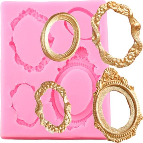 3D Frame Border Silicone Molds DIY Wedding Cupcake Topper Fondant Cake Decorating Tools Candy Polymer Clay Chocolate Moulds