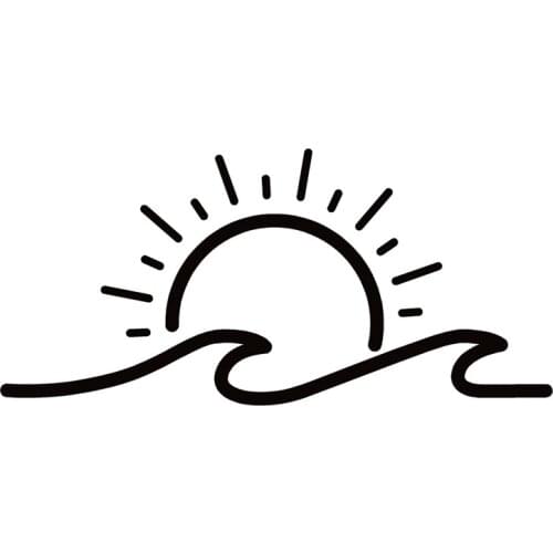 40722# Die-Cut Vinyl Decal Sun & Wave Beach Car Sticker Waterproof Auto Decors on Car Body Bumper Rear Window