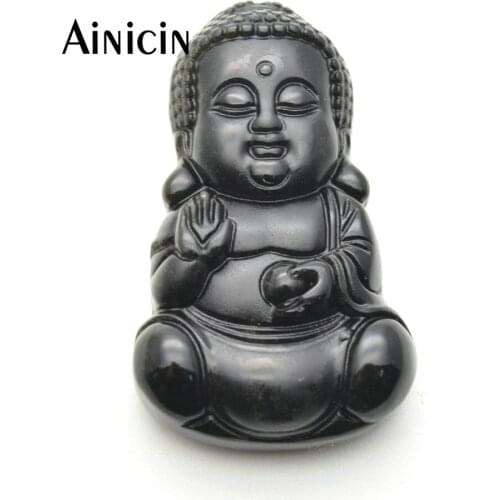 5pcs Lovely Chinese Baby Guanyin Pendants Natural Black Obsidian Fine Carved Jewelry For Women Jewelry Making Materials