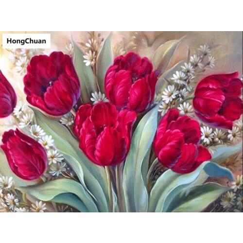 Red rose 5D DIY full diamond round/square cartoon diamond embroidery mosaic cross stitch diamond painting mural, New Year