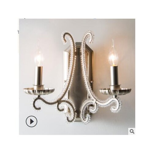 American country wall lamp bedroom bedside lamp childrens room French retro white old living room crystal wall lamp