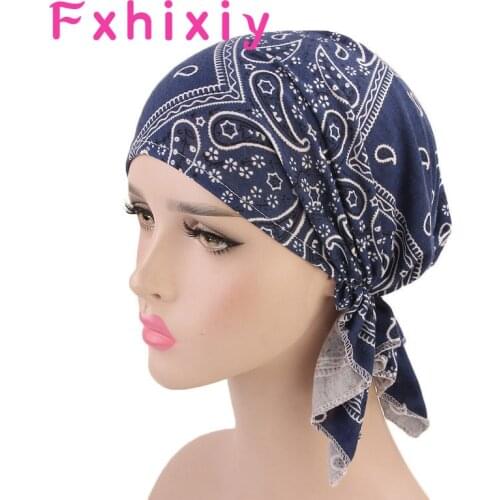 Hot Bohemia Women Cotton Bandana Scarf Pre Tied Chemo Hat Beanie Turban Headwear Headscarf Wrap Cancer Bandanas Hair Accessories