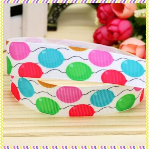 7/8'' Free shipping balloon printed grosgrain ribbon hairbow headwear party decoration diy wholesale OEM 22mm P4463