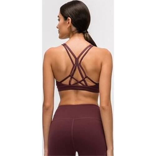 New fashion breathable beauty back womens sports solid color bra shock-proof gather unribbed yoga fitness femme tank top