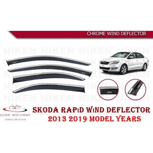 For SKODA RAPID SEDAN Chrome Rain Wind Deflector 2013-2019 Sunshade Curtains Car Windshield Auto Accessory Universal Body kit