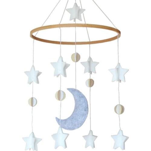 Baby Crib Dream Catcher Mobile Stars Moon Wind Chime Felt Hanging Dreamcatcher Nursery Carousel Rattles Bedroom Decoration
