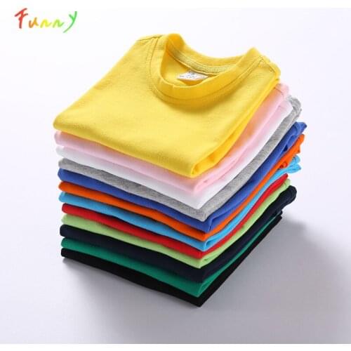 Kids Boys Girls T-Shirts Cotton Solid Tops Summer 2021 Baby Short Sleeves Plain T Shirt Fille Children Clothes 18M-12T