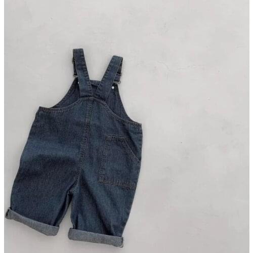 2021 Korea style girls boys denim overall autumn cotton fashion kids pants 1-7 years