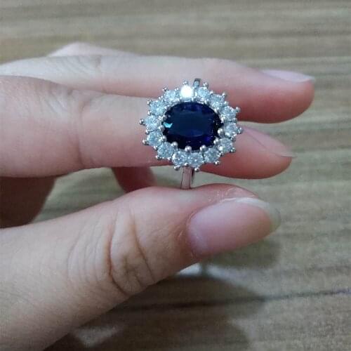 Elegant Romantic Wedding Rings Dark Blue Shiny AAA Zircon For Women Love Rings Best Gift Luxurious Jewelry Support Dropshipping