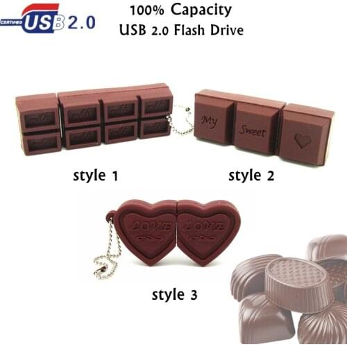 Hot selling Cartoon Love Sweet Chocolate USB Flash Drive 4GB 8GB 16GB 32GB Memory Pendrive USB Flash Disk Full Capacity