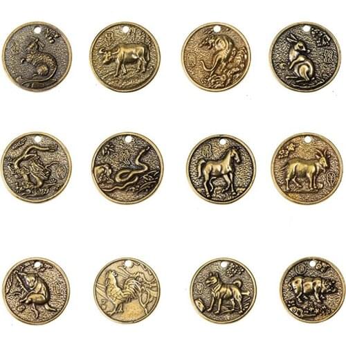 China Zodiac Coin, 2015-2021 Goat - OX Year, Original Commemorative Bimetal 10Yuan Coin for Collection, Monkey Rat Pig Dog Cock