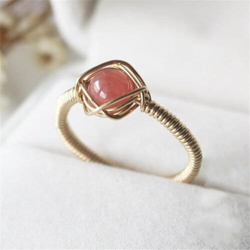 Natural Crystal Rings Handmade Jewelry Gold Filled Ring Joyas Gift Anillos Mujer Bague Femme Boho Rings For Women