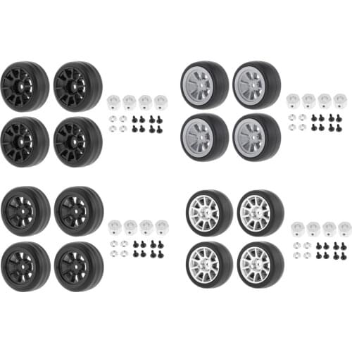 4 Pack Rubber Tyres with Wheel Hubs and Combiners for WPL D12 RC Truck Accs