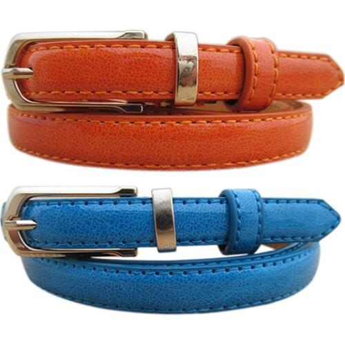 Fashion Womens Belts Luxury Thin Faux Leather Belt Cummerbund Candy Tone Buckle Casual Waistband Strap Clothes Accessories