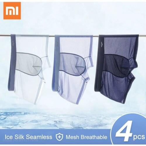 3pcs/lot Xiaomi Men Panties Mesh Boxer Shorts Graphene Antibacterial Summer Ice Silk Breathable Underwear Male Sexy Underpants