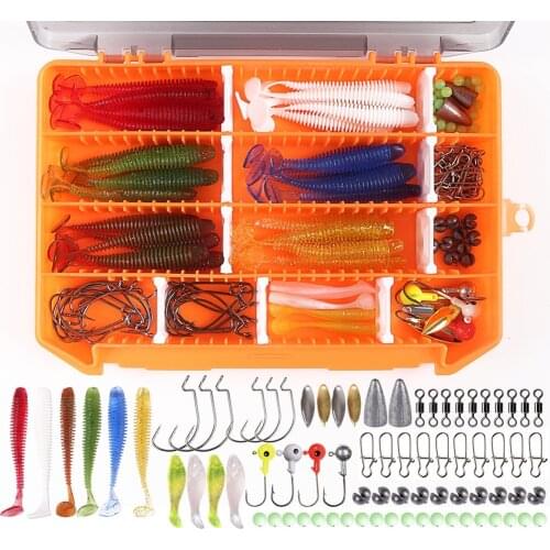 114 Pieces of Small Fishing Accessory Set Threaded T-tail Road Sub Sea Fishing Rock Fishing Swivel Crank Hook