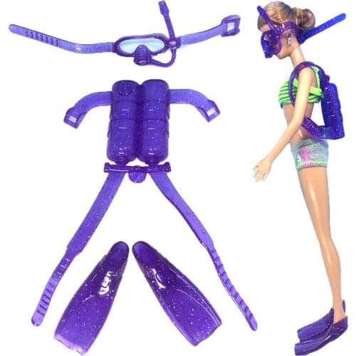 NK One Set Doll Diving equipment Accessories Plastic oxygen tank Swimming Glasses Feets For Barbie Doll Girl Birthday Gift