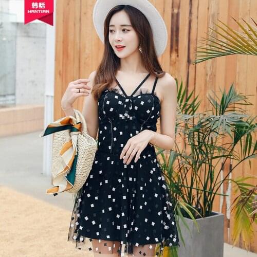 New Womens Swimsuit Dress One-Piece Conservative Belly Covering Slim-Fit Beach Swimsuit Two-Piece Wholesale 0286