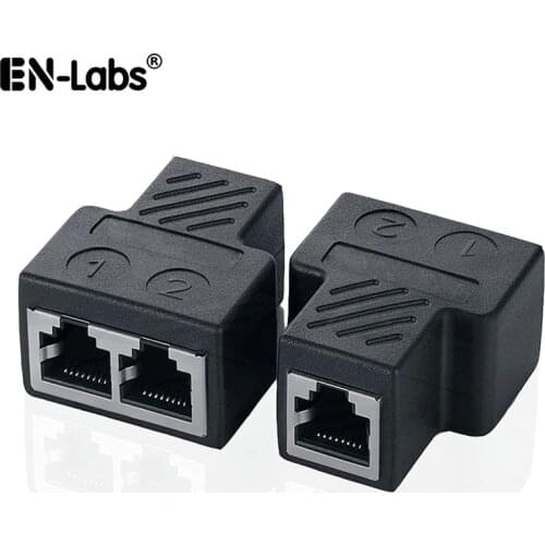 RJ45 Splitter Adapter,Ethernet Network Female to 2 Female Coupler LAN Connector,Two Devices Surf Internet At The SameTime-1 Pair