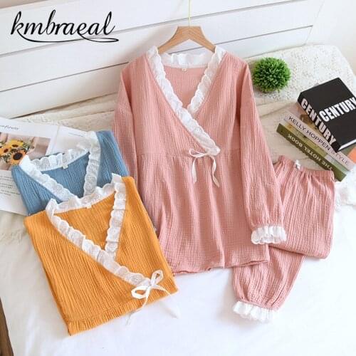 Pregnant Womens Maternity Pajamas Autumn and Summer Thin Homewear Pure Cotton Postpartum Nursing Breastfeeding Sleepwear Spring