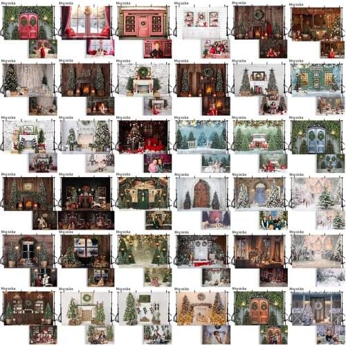 Christmas Fireplace Backdrop for Photography Winter Snow Scene Newborn Children Portrait Photo Background Kitchen Pine Forest