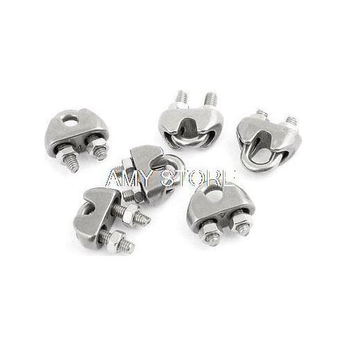 Silver Tone 5/32" Stainless Steel Wire Rope Clip Cable Clamp