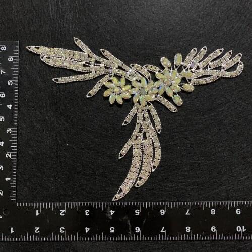 Silver Gold Ab Crystal collar Rhinestone Big Neckline sew-on Rhinestone Appliqu for Wedding Dress Decoration