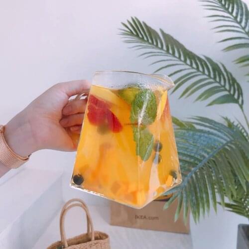 Ins net red restaurant large capacity fruit cup drink juice cup square milk tea cup with handle high value glass