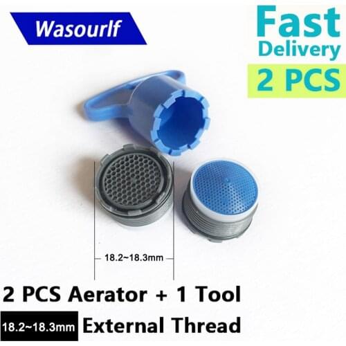 WASOURLF 2PCS 18.5mm male thread Water Saving tap aerator faucet bubble kitchen basin faucet accessories bathroom wholesale