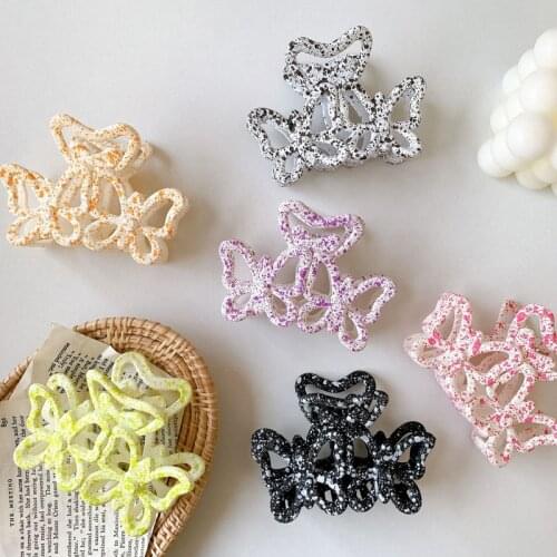 2021 Summer Rectangle Double Butterfly Hair Claws Hairpin Cute Beautiful Grabs Acrylic Hair Clip For Women Sweet Accessories