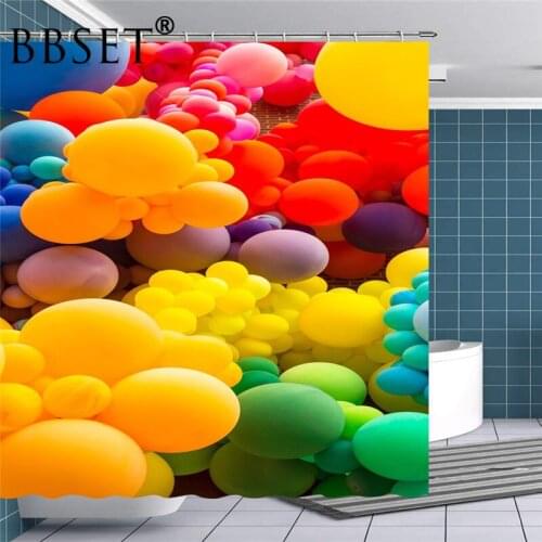 Balloon Shower Curtain Many Colorful Balloons Pattern Waterproof Multi-size Douchegordijn Bathroom Decor with 12 Hooks