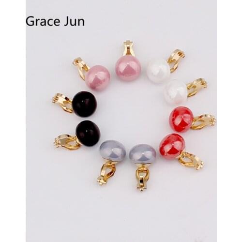 Korea Style Candy Color Bead Clip on Earrings for Women Popular Student Without Pierced Earrings Needn't Ear Hole Charm Jewelry