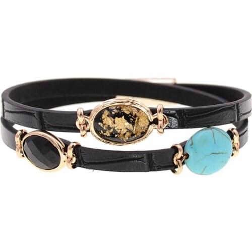 Women bracelets 2 Layers bamboo leather bracelets for women Magnetic Clasp charm bracelet women jewelry wholesale dropshipping