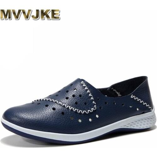 MVVJKEWomen genuine leather moccasins shoes women leather shoes cutout moccasins without lace ballerinas women moccasins casual