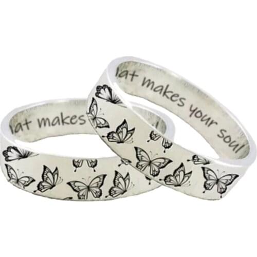 2021 New Harajuku Gothic Vintage Carved Butterfly Rings for Women Silver Simple Rings Wedding Party Statement Punk Jewelry