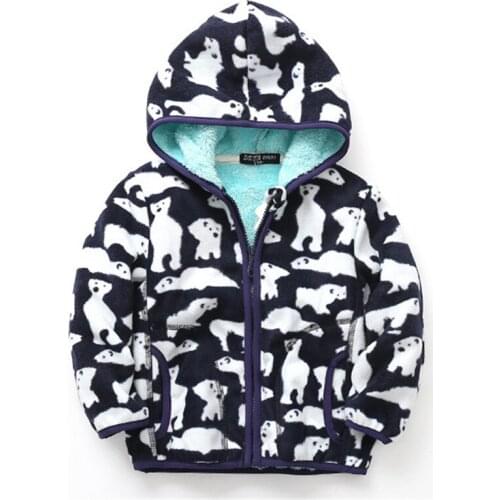 Dulce Amor Winter Kids Warm Fleece Jackets Thick Children Hooded Coat Print Bears Snowsuit Boys Girls Outerwear Drop Shipping