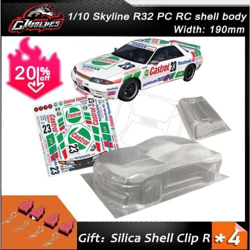 1/10 PC RC shell body Skyline R32 190mm width INITIAL D classic Transparent Drift shell body for 3RAICNG mst yokomo hpi hsp