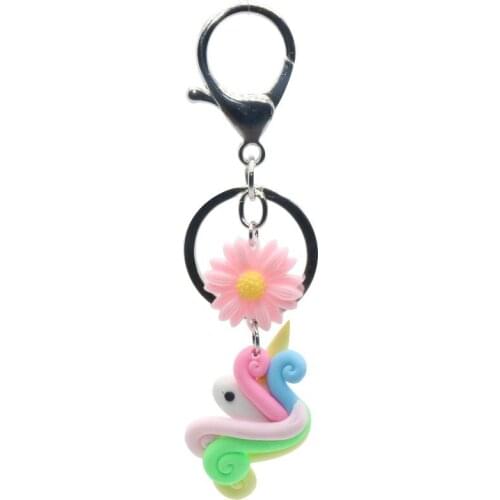1PC Flowers and unicorns Keychain glitter Sweet fashion style handmade charms for woman