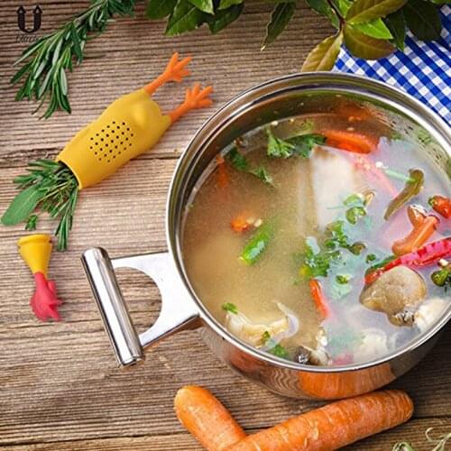 1PC Cute Silicone Chicken Rooster Hen Silicone Infuser For Tea Seasoning Pot Condiment Container Spice Box Reusable