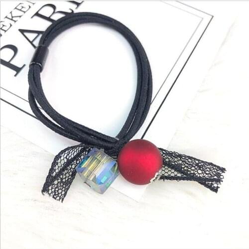 10PCS/LOT Novelty Red Frosted Ball Elastic Hair Bands For Girls Handmade Bow Headband Scrunchy Kids Hair Accessories For Womens