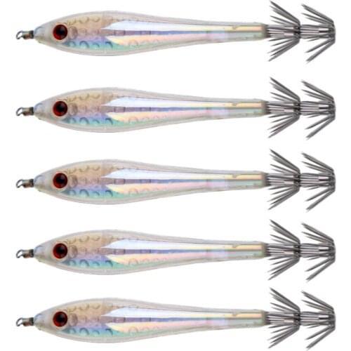 10pcs Luminous Fishing Lure Bait Squid Jig Hook Glow in Dark for Sleeve-Fish Octopus Cuttlefish