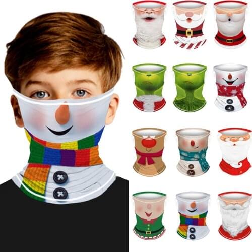2020 Christmas Pattern Bandana Scarf Ring Kids Multifunctional Magic Bandanas Tube Scarf For Hiking Cycling